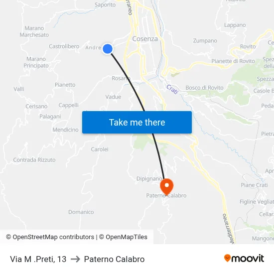 M. Preti Street, 13 to Paterno Calabro map