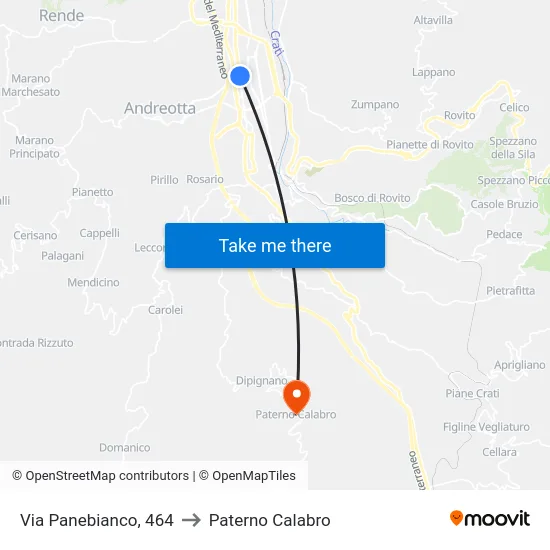 Via Panebianco, 464 to Paterno Calabro map