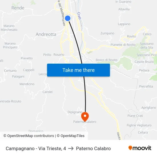 Campagnano - Via Trieste, 4 to Paterno Calabro map