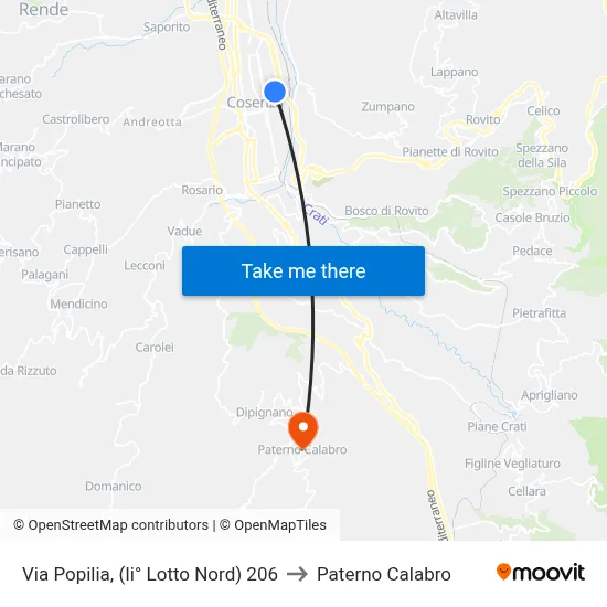 Via Popilia, (Second Lot North) 206 to Paterno Calabro map