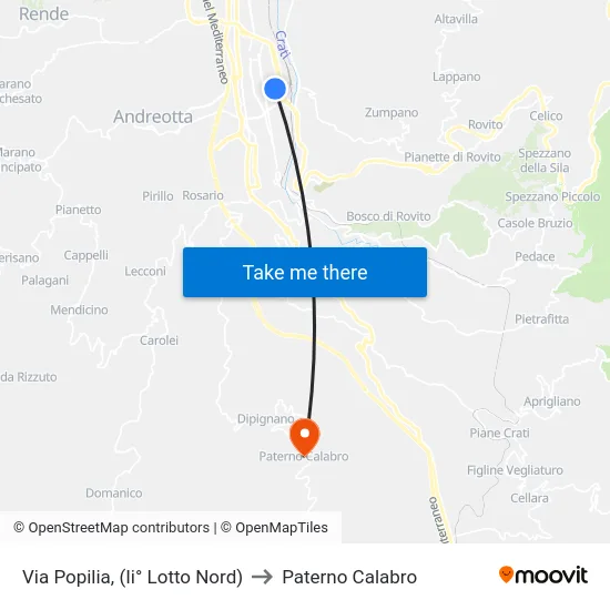 Via Popilia, (Ii° Lotto Nord) to Paterno Calabro map