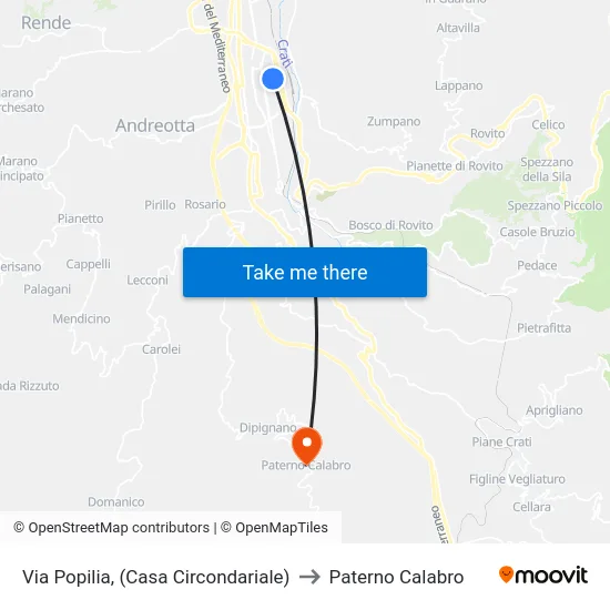 Via Popilia, (Casa Circondariale) to Paterno Calabro map