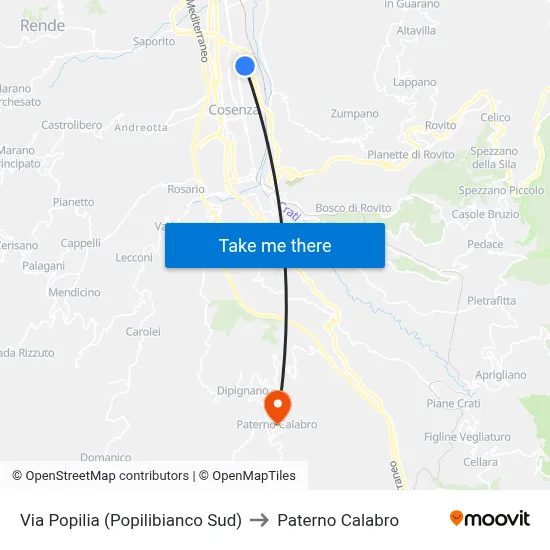 Popilia Street (South Popilibianco) to Paterno Calabro map