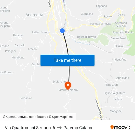 Via Quattromani Sertorio, 6 to Paterno Calabro map
