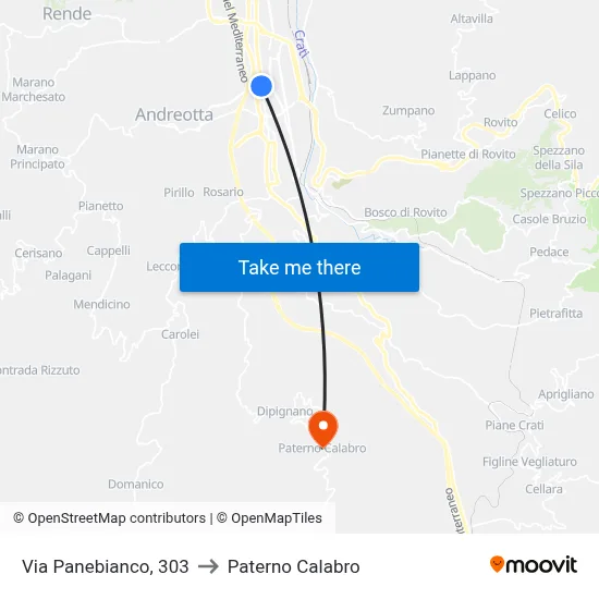 Via Panebianco, 303 to Paterno Calabro map