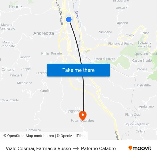 Viale Cosmai, Farmacia Russo to Paterno Calabro map