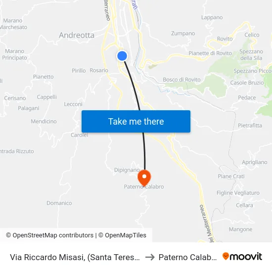 Via Riccardo Misasi, (Santa Teresa) to Paterno Calabro map