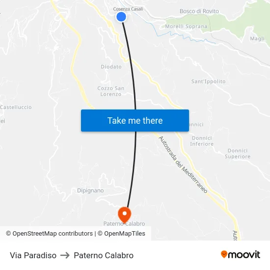 Via Paradiso to Paterno Calabro map