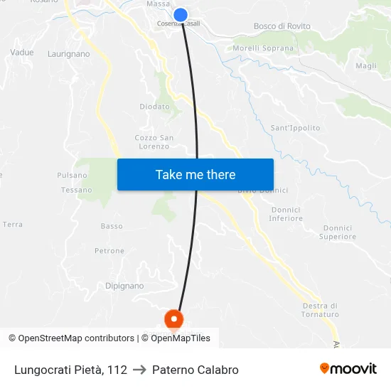 Lungocrati Pietà, 112 to Paterno Calabro map