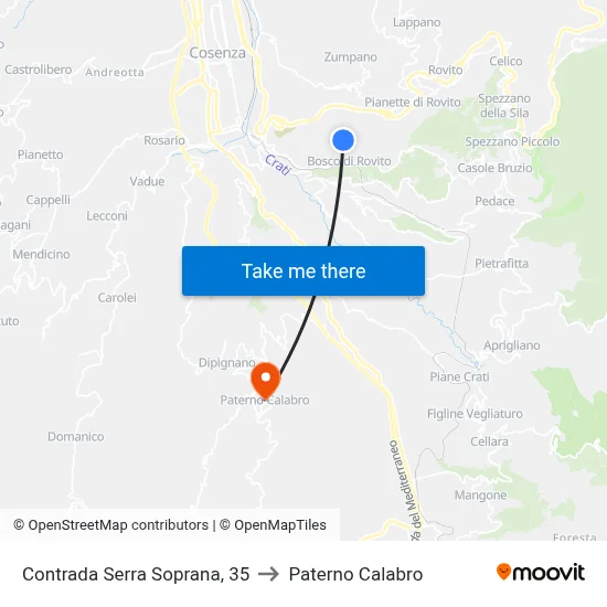 Serra Soprana District, 35 to Paterno Calabro map