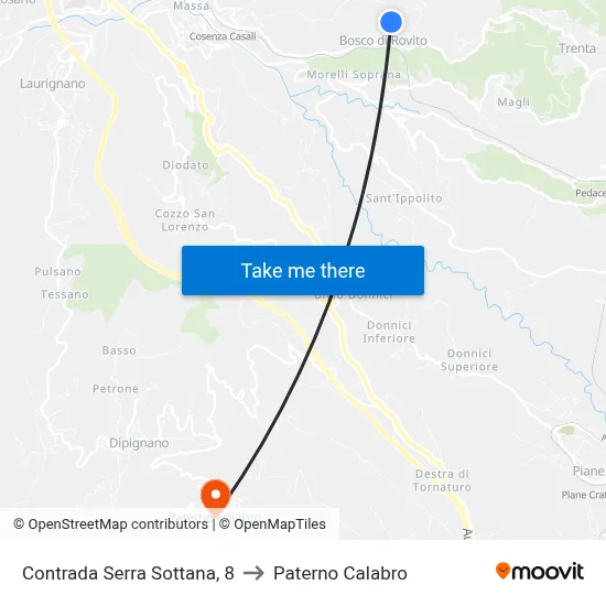 Serra Sottana District, 8 to Paterno Calabro map