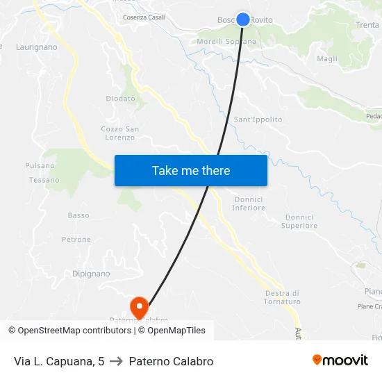 Via L. Capuana, 5 to Paterno Calabro map