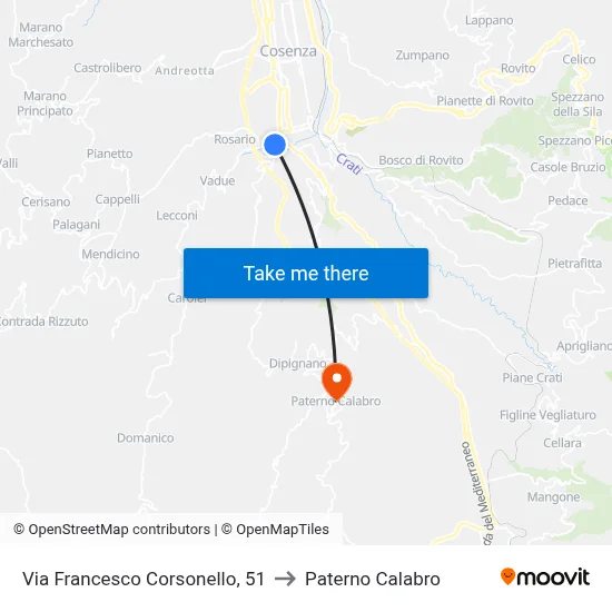 Francesco Corsonello Street, 51 to Paterno Calabro map