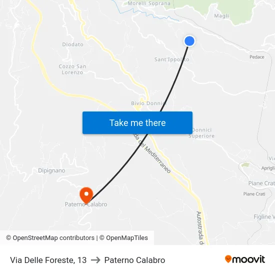 Via Delle Foreste, 13 to Paterno Calabro map