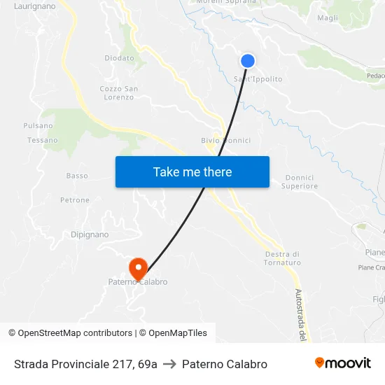 Provincial Road 217, 69a to Paterno Calabro map