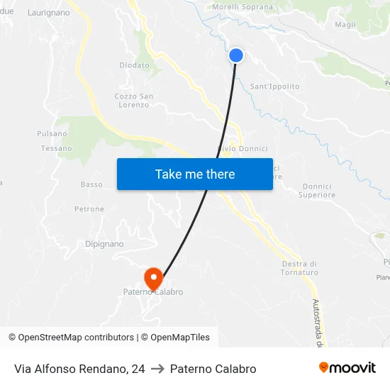Alfonso Rendano Street, 24 to Paterno Calabro map