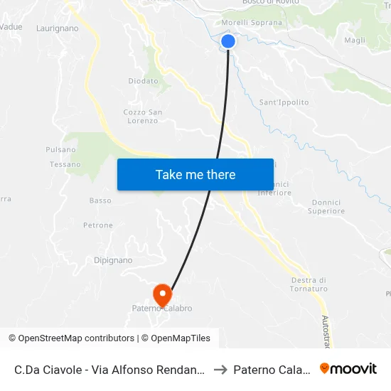Ciavole District - Via Alfonso Rendano, 16 to Paterno Calabro map