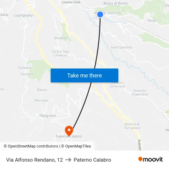 Alfonso Rendano Street, 12 to Paterno Calabro map