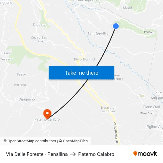 Forest Road - Bus Shelter to Paterno Calabro map