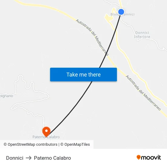 Donnici to Paterno Calabro map