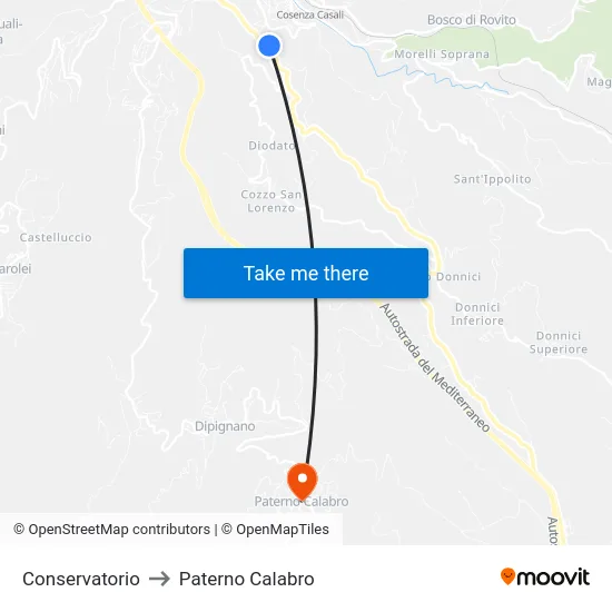 Conservatorio to Paterno Calabro map