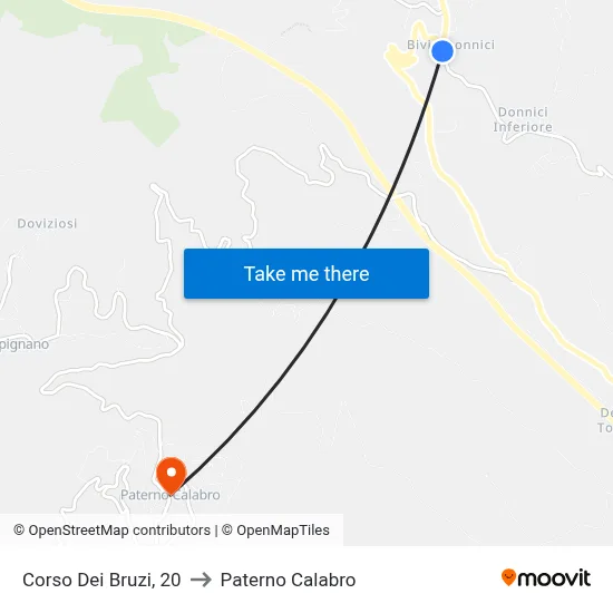 Corso Dei Bruzi, 20 to Paterno Calabro map