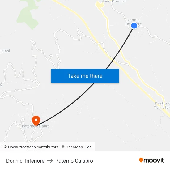 Donnici Inferiore to Paterno Calabro map