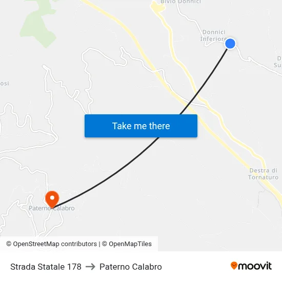 State Road 178 to Paterno Calabro map