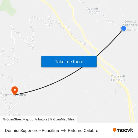 Upper Donnici - Bus Shelter to Paterno Calabro map