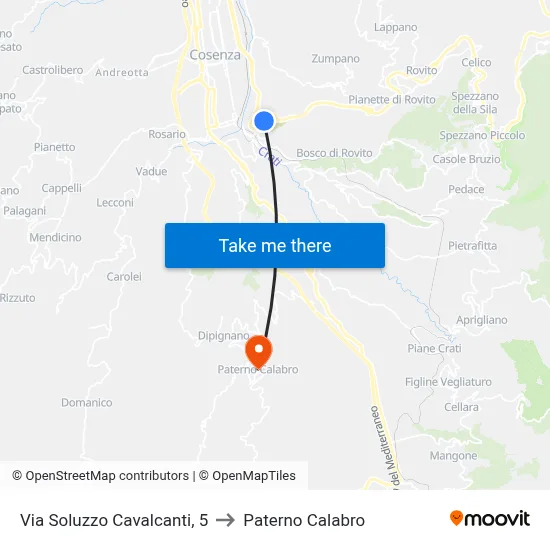 Via Soluzzo Cavalcanti, 5 to Paterno Calabro map