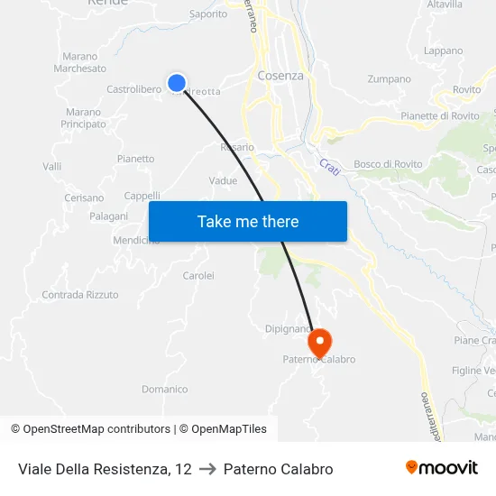 Resistance Avenue, 12 to Paterno Calabro map