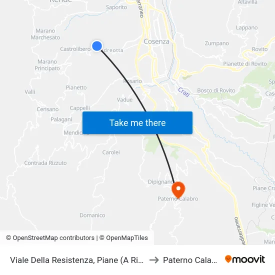 Resistance Avenue, Piane (On Request) to Paterno Calabro map