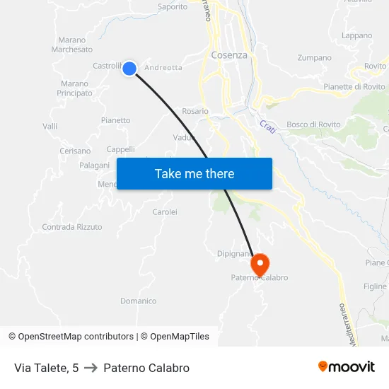 Talete Street, 5 to Paterno Calabro map
