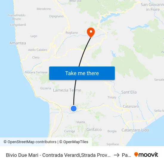 Due Mari Junction - Verardi District, Provincial Road 170/1 - Lamezia Terme to Parenti map