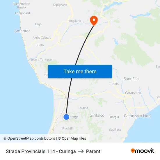 Provincial Road 114 - Curinga to Parenti map