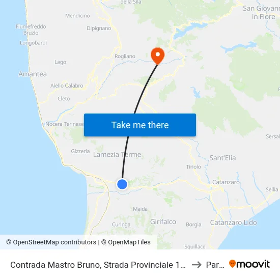 Mastro Bruno District, Provincial Road 170/1 - Lamezia Terme to Parenti map