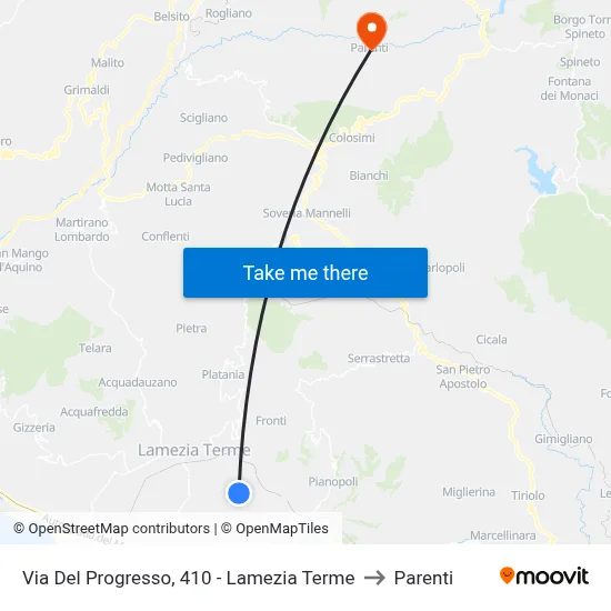 Progress Street, 410 - Lamezia Terme to Parenti map