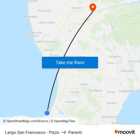 San Francesco Square - Pizzo to Parenti map