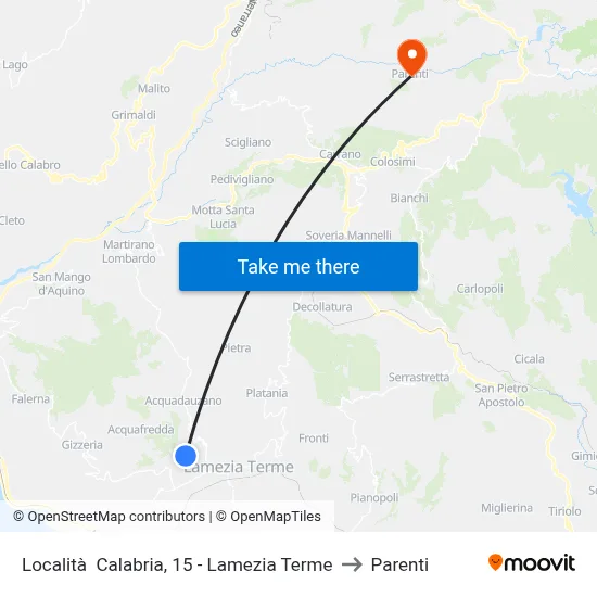 Calabria Location, 15 - Lamezia Terme to Parenti map