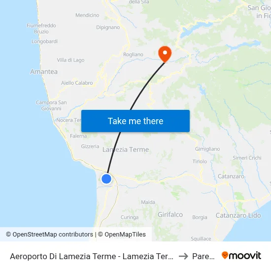 Lamezia Terme Airport - Lamezia Terme to Parenti map