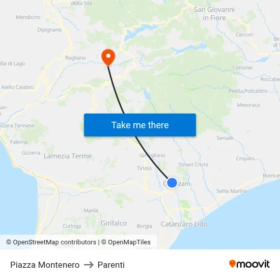 Montenero Square to Parenti map