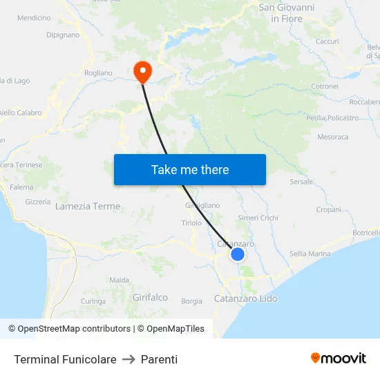 Funicular Terminal to Parenti map