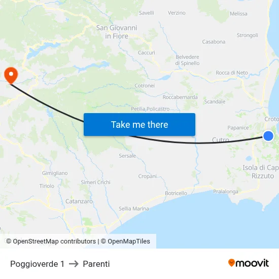 Poggioverde 1 to Parenti map
