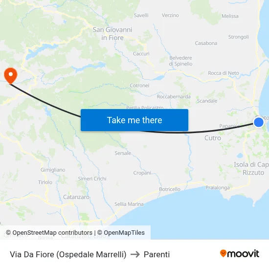 Da Fiore Street (Marrelli Hospital) to Parenti map