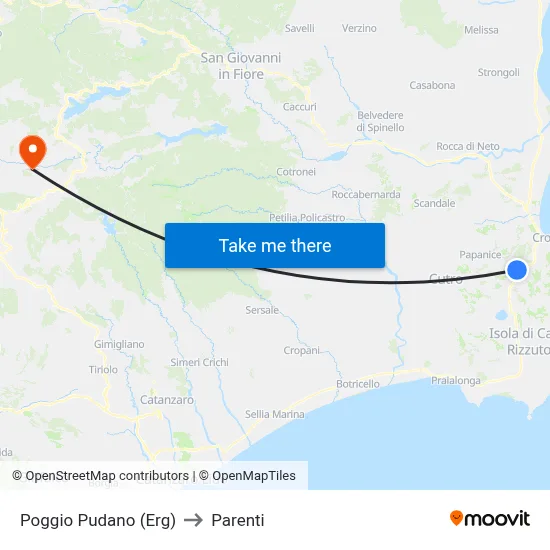 Poggio Pudano (Erg) to Parenti map