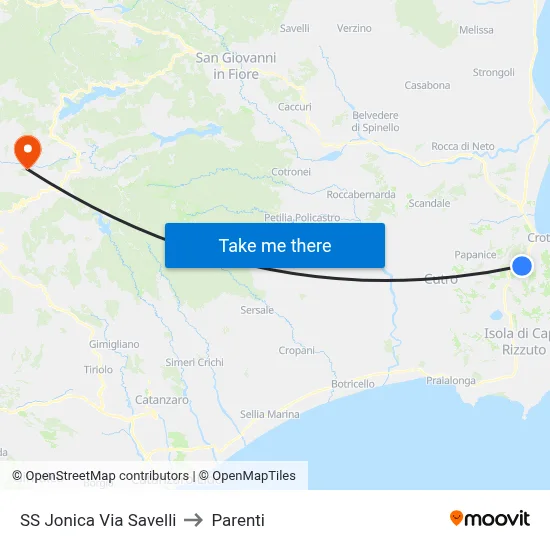 Jonica State Road Via Savelli to Parenti map
