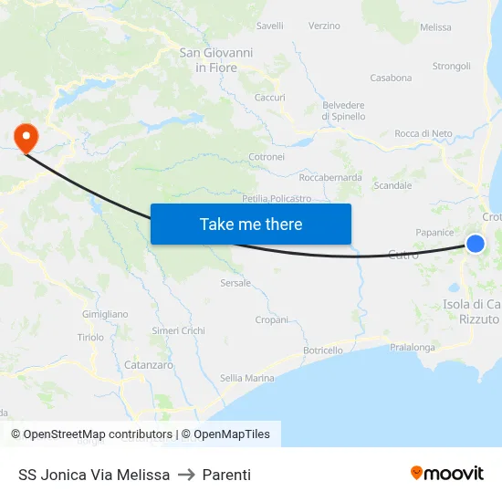 State Road Jonica Via Melissa to Parenti map