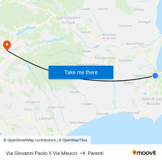John Paul II Street Via Meucci to Parenti map