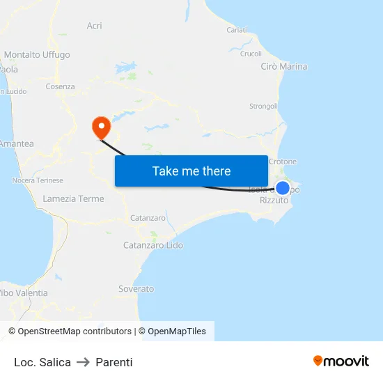 Salica Location to Parenti map