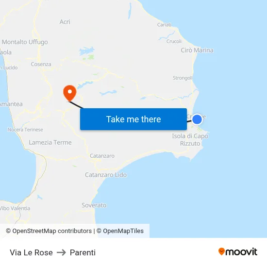 Rose Street to Parenti map